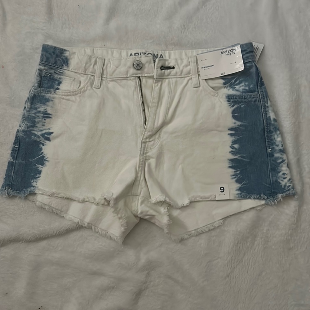 Blue and white tie dye denim shorts from Arizona Jean Company, size 9